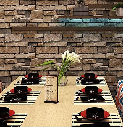 TUOKING Peel and Stick Stone Wallpaper Self-Adhesive Removable Wallpaper Home Decoration for