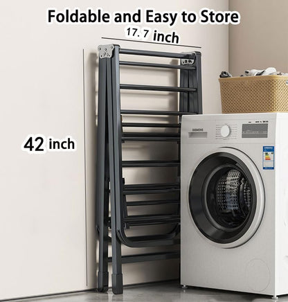 Mimiblack Heavy Duty Clothes Drying Rack Foldable with Wheels, 71'' Extra-Thick Metal Laundry Dryer
