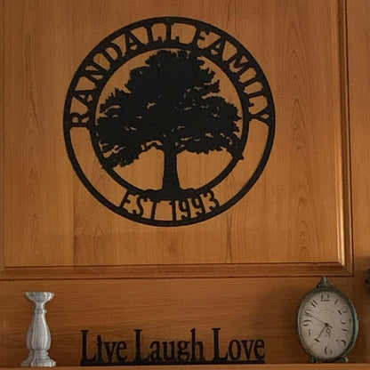 RealSteel, Tree of Life, Oak Tree Family Monogram, Custom Metal Signs, Personalized Wall Art, Split