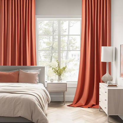MIULEE Back Tab Burnt Orange Blackout Curtains 108 Inch Long 2 Panels Set for Living Room Bedroom