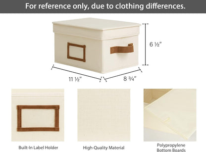 StorageWorks Storage Bins with Lids, Decorative Storage Boxes with Lid and PU Handles, Foldable