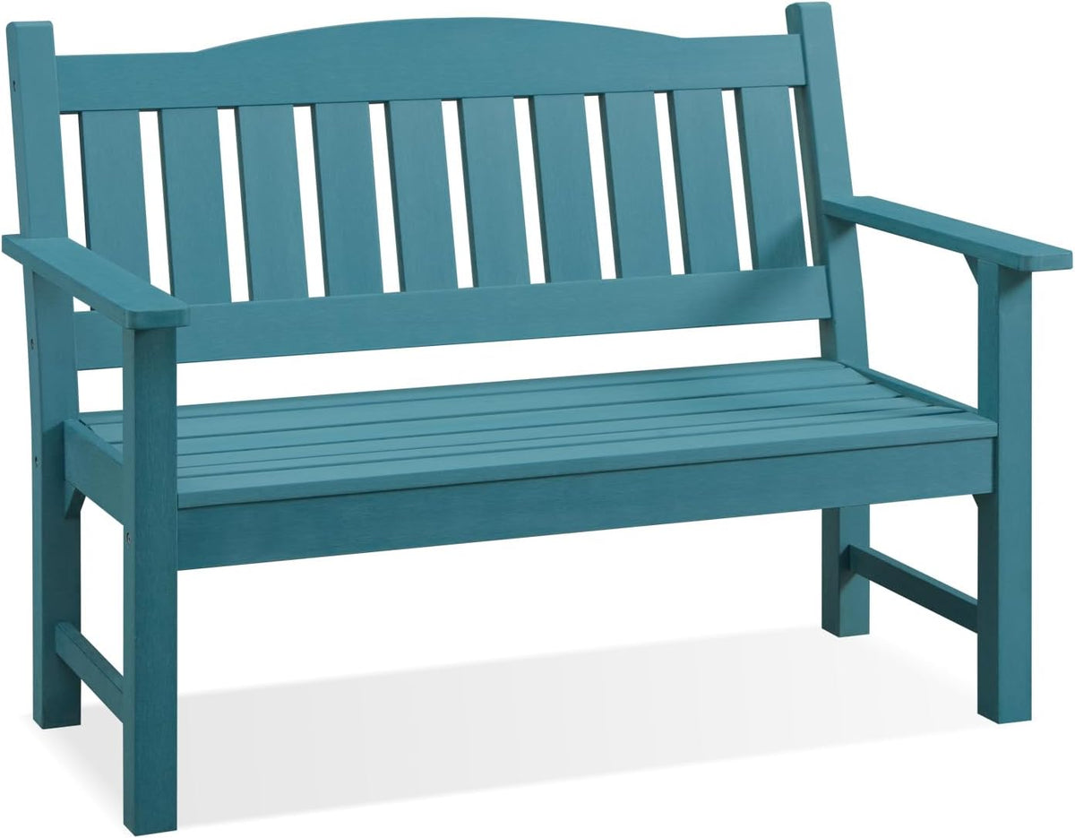 Psilvam 2-Person Outdoor Memorial Bench, All-Weather Poly Lumber Garden Bench, Rot-Resistant