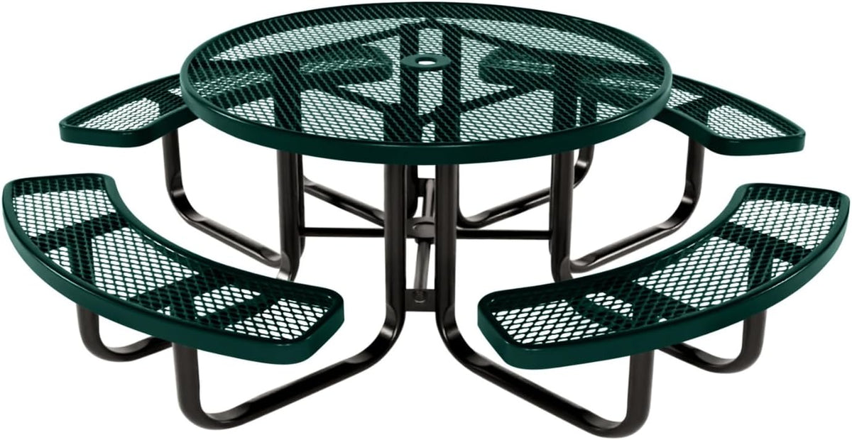 Heavy-Duty Portable Outdoor Kids Table with Umbrella Hole, Expanded Metal Kids Picnic Table