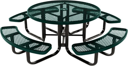Heavy-Duty Portable Outdoor Kids Table with Umbrella Hole, Expanded Metal Kids Picnic Table