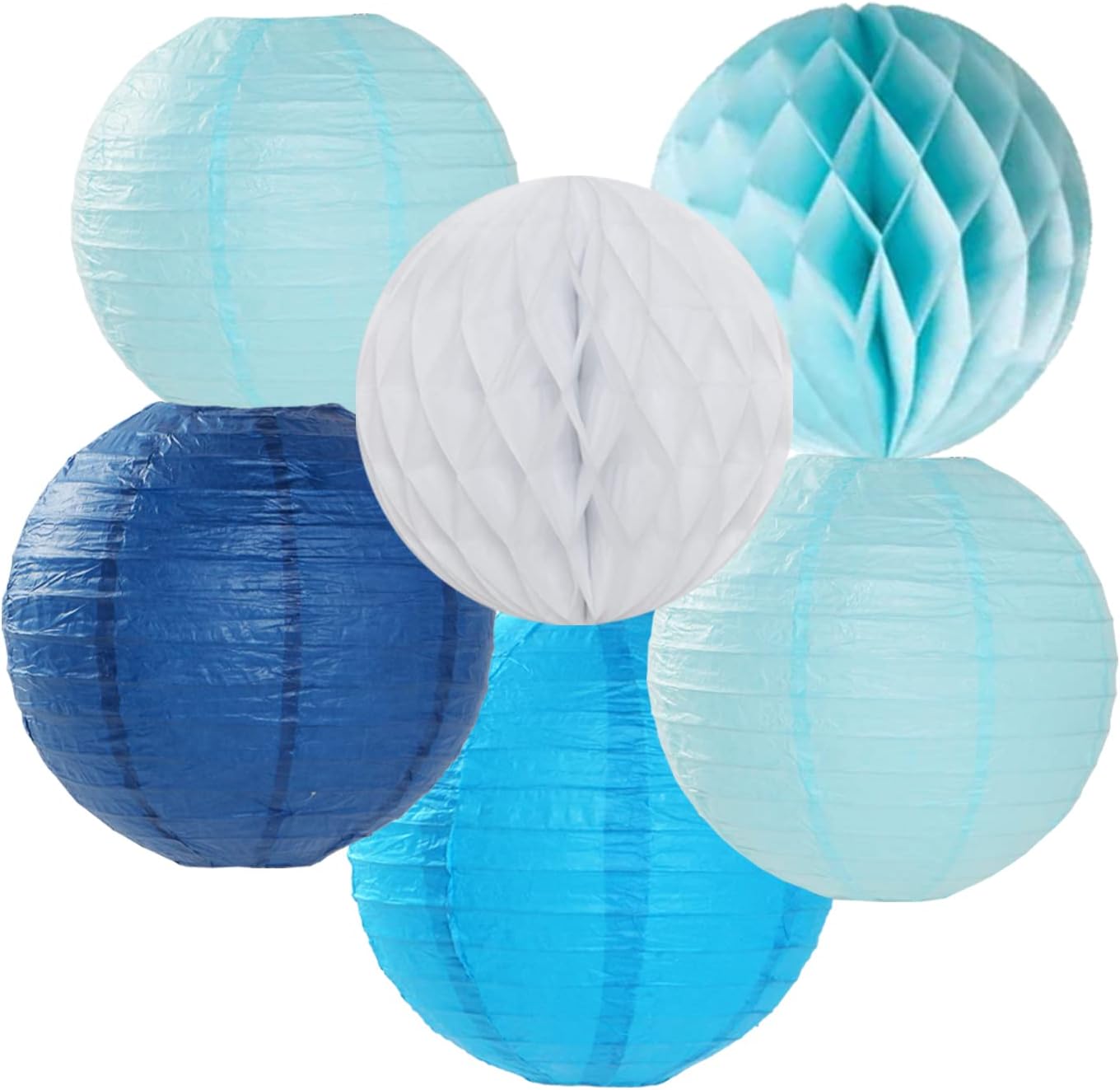 Light-Royal Navy-Blue White Party-Decorations Streamers - 14pc Boy Birthday Baby Shower Paper