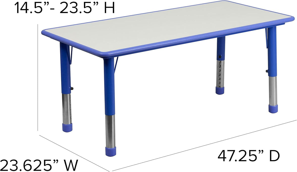 Flash Furniture Wren 23.625''W x 47.25''L Rectangular Blue Plastic Height Adjustable Activity