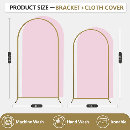 Arch Backdrop Stand and Cover Set, 2 Metal Balloon Arch Backdrop 7.2ft 6ft, Gold Arched Stand Frame