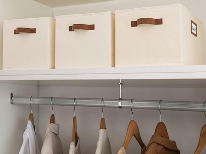 StorageWorks Storage Baskets for Shelves, Foldable Fabric Closet Storage Bins with PU Handles
