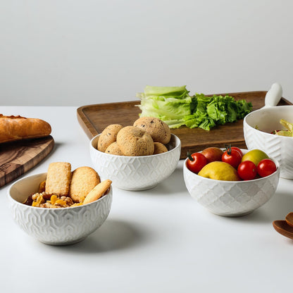 Sureasy Ceramic Ice Cream Bowls Set of 4-12 oz White Small Dessert Bowls for Kitchen, Perfect for