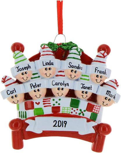3D Bedtime Family of 9 Ornament 2025 Personalized Family Christmas Ornaments 2025 | Tucked Together