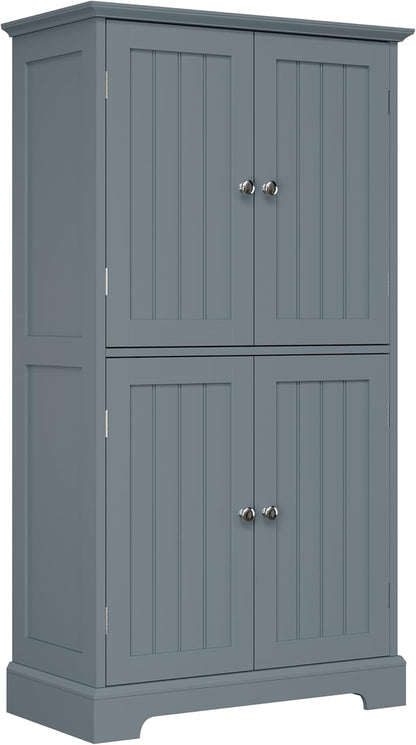 ChooChoo Bathroom Floor Cabinet, Modern Bathroom Storage Cabinet with 4 Doors and Adjustable