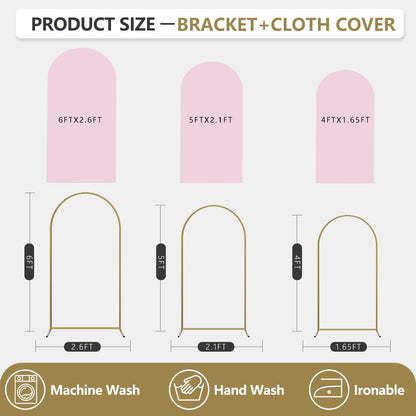 Arch Backdrop Stand and Cover Set, 3 Metal Balloon Arch Backdrop 4ft 5ft 6ft, Gold Arched Stand