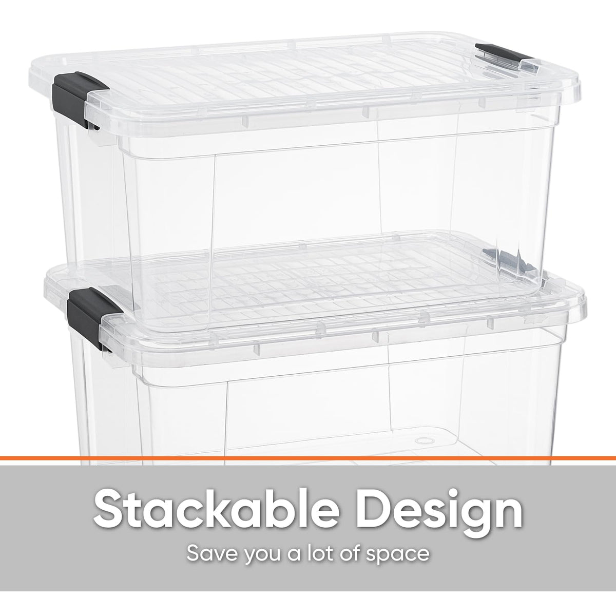Superio Small Clear Storage Boxes with Lids, 11 Quart Plastic Container Bins for Organizing