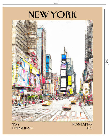 Retro Vintage New York Wall Art Print - 11x14 Unframed Poster - New York City Souvenirs, Cute