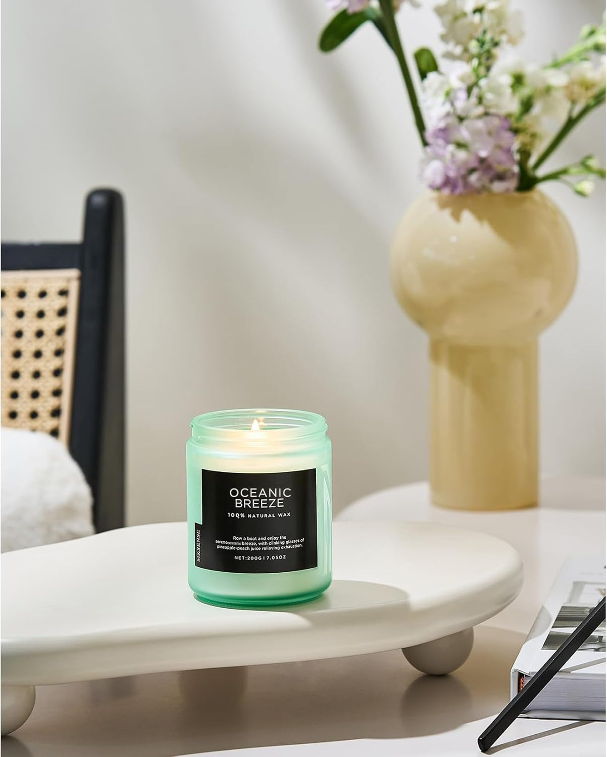 M&SENSE Candle Oceanic Breeze Scented Candle, Long Lasting Pineapple & Mango Scented Natural Soy