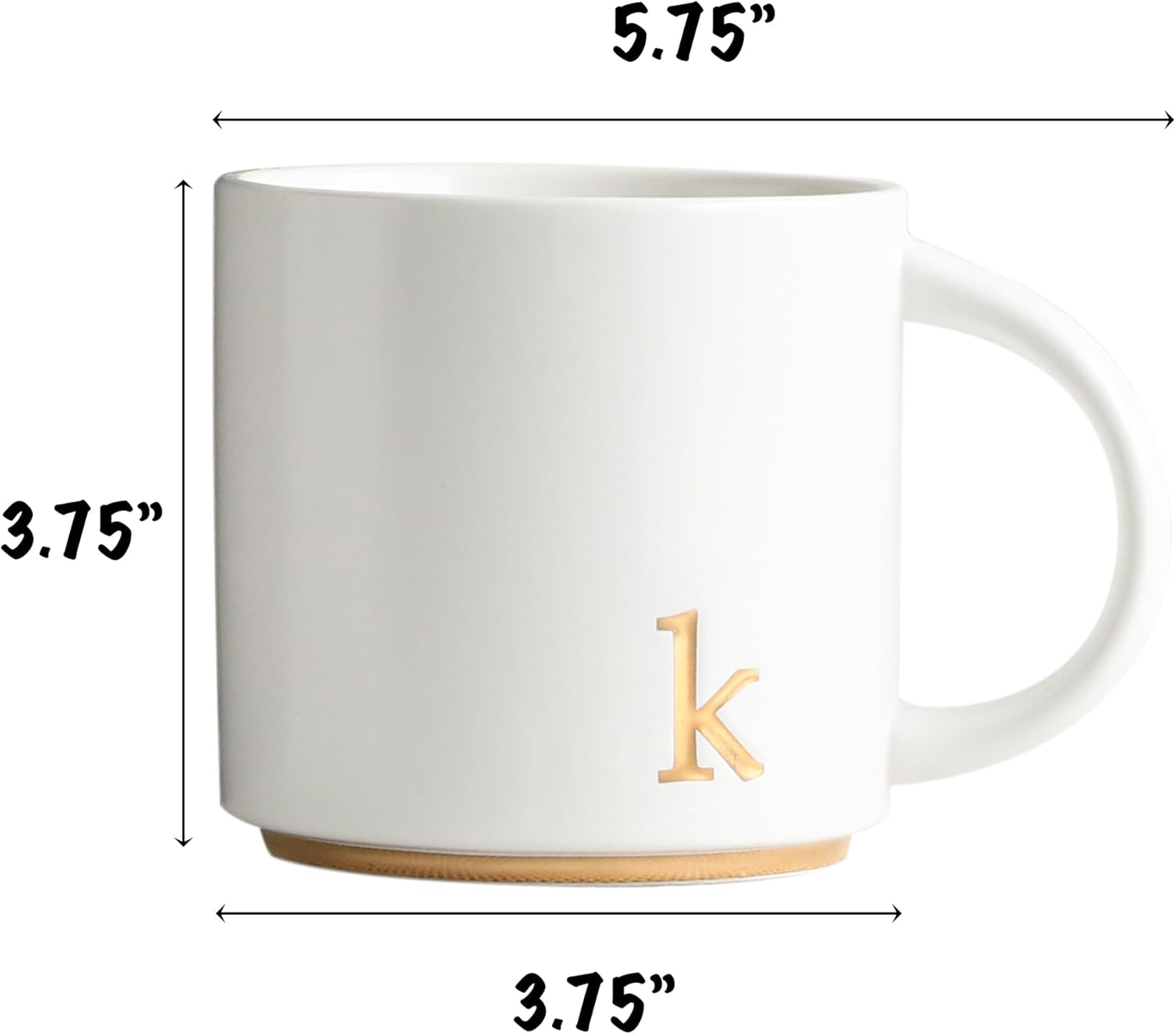 COLLECTIVE HOME - Monogram Ceramic Mugs, 15 oz Golden Initial Coffee Cups, Elegant Alphabet Tea