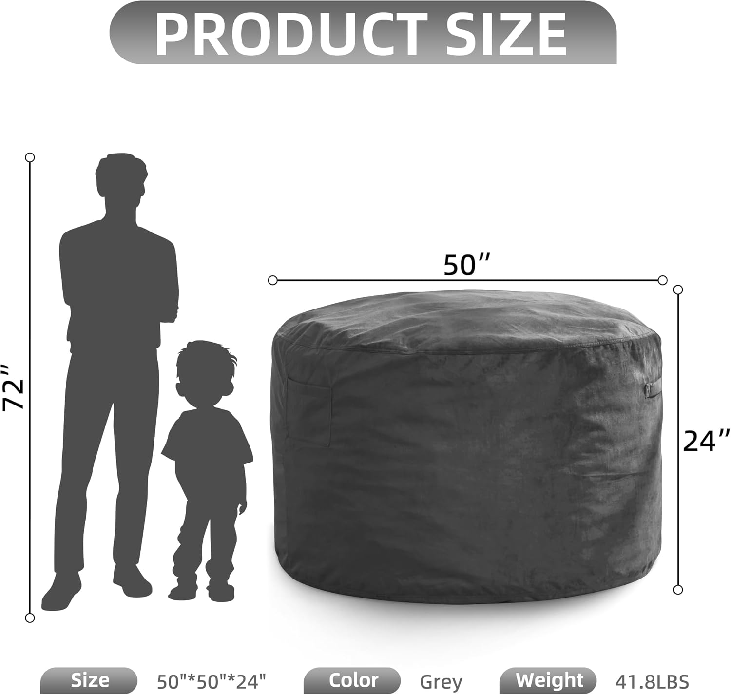 Hobestluk 5FT Bean Bag Chair Giant Bean Bag Chairs for Adults Large Bean Chairs with Removable