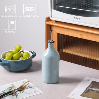 Sweejar Ceramic Olive Oil Dispenser Bottle, Opaque Oil Cruet Protects Oil to Reduce Oxidation