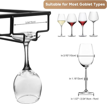 Xverycan Wine Glass Rack Under Cabinet, 6 Row Extreme Large Stemware Hanger, Metal Wine Goblet