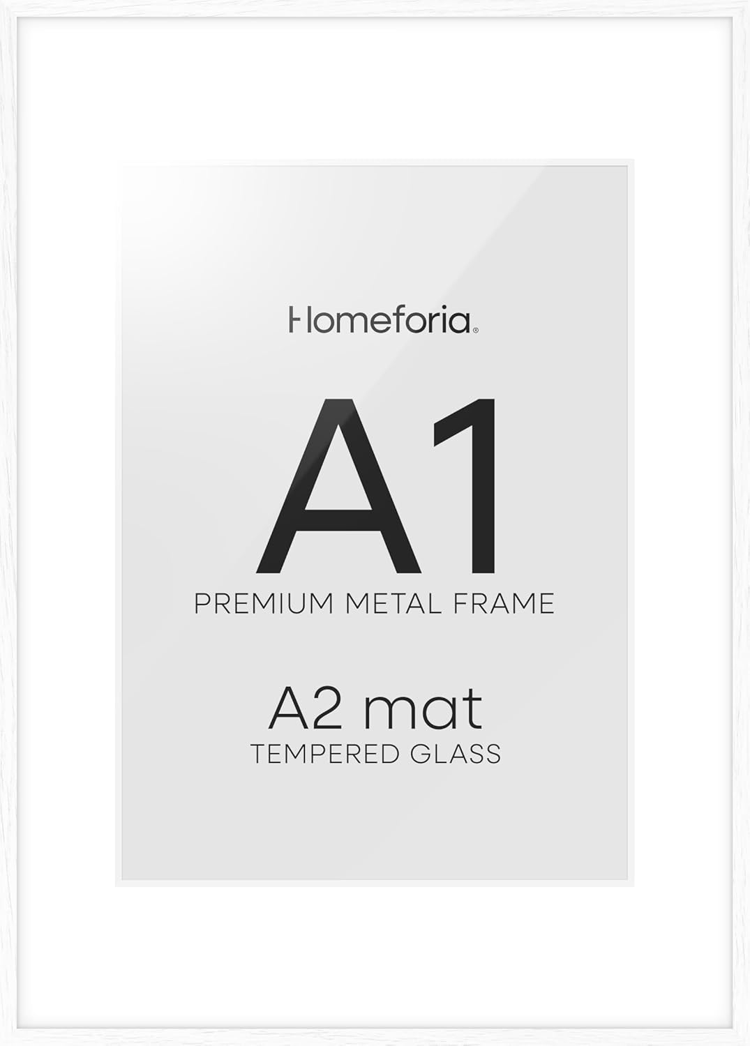 Homeforia A1 Frame White Wood, High End Oak 23.4 x 33.1 White Wooden Poster Frames Matted to 16.5