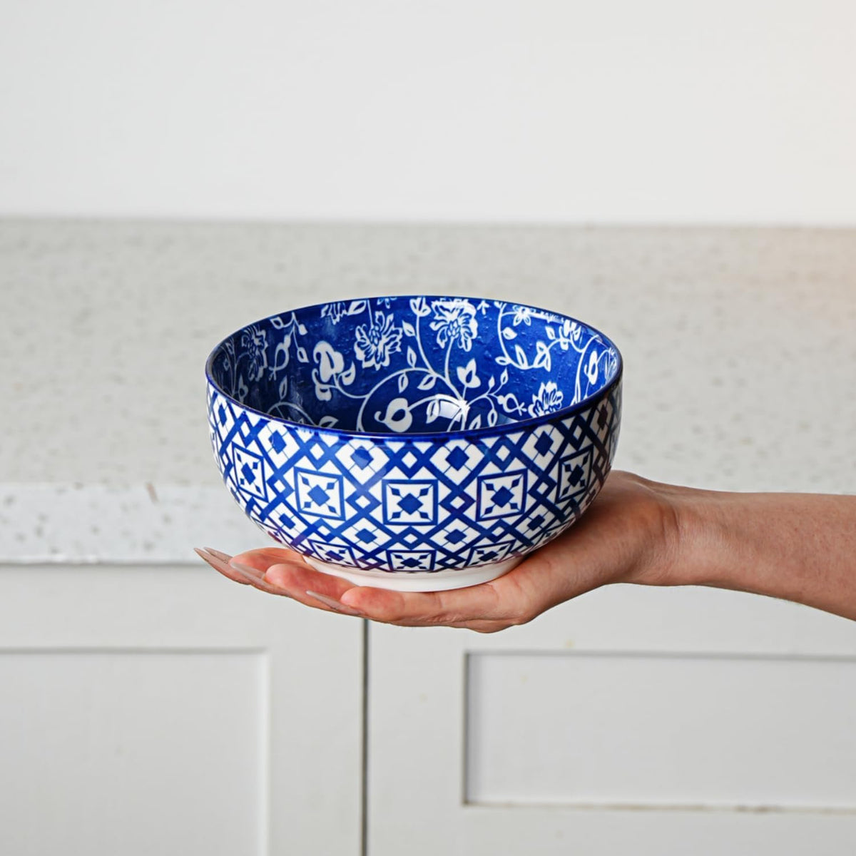 Ceramic Soup Bowls Set - 23 Oz Deep Cereal Bowl for kitchen - 6 Inch Porcelain Salad Bowl for