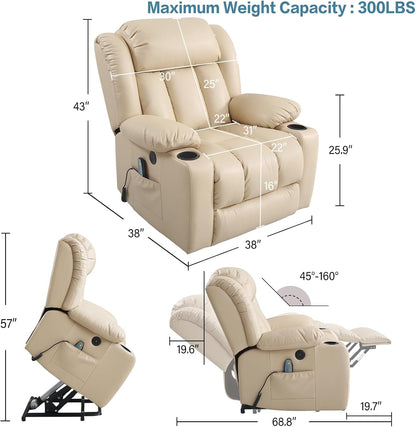 PARKOL Power Lift Recliner Chair for Elderly Breathable Leather Recliner Chair with Massage and