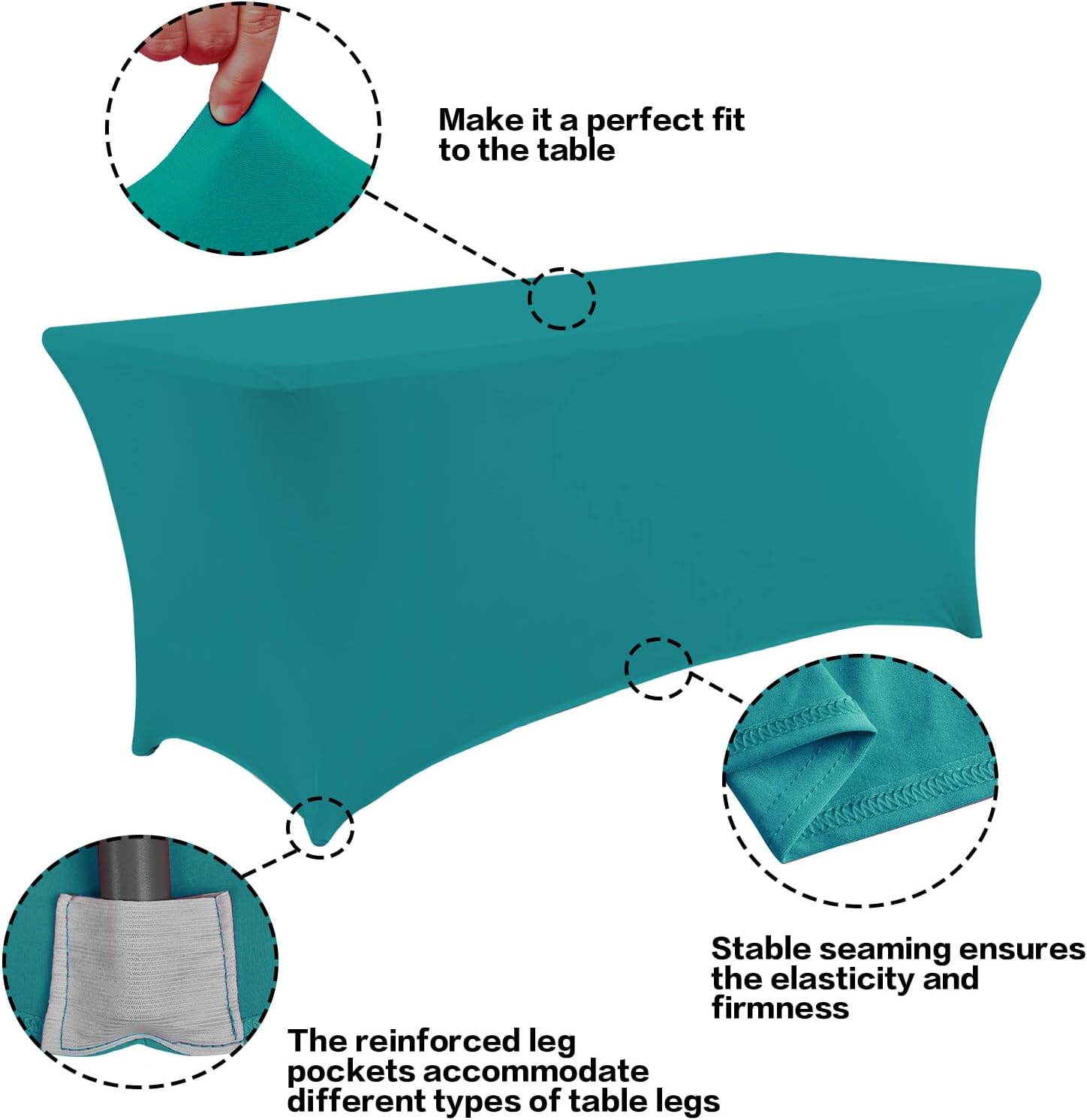 IVAPUPU 2 Pack 6FT Table Cloth for Rectangular Fitted Events Stretch Lake Blue Table Covers