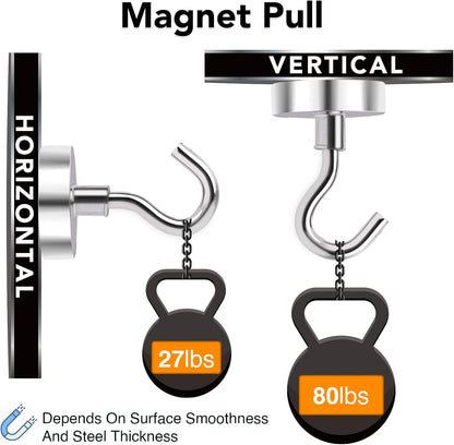 MIKEDE Magnetic Hooks, 80LB+ Heavy Duty Magnetic Hooks Cruise with Epoxy Coating for Refrigerator