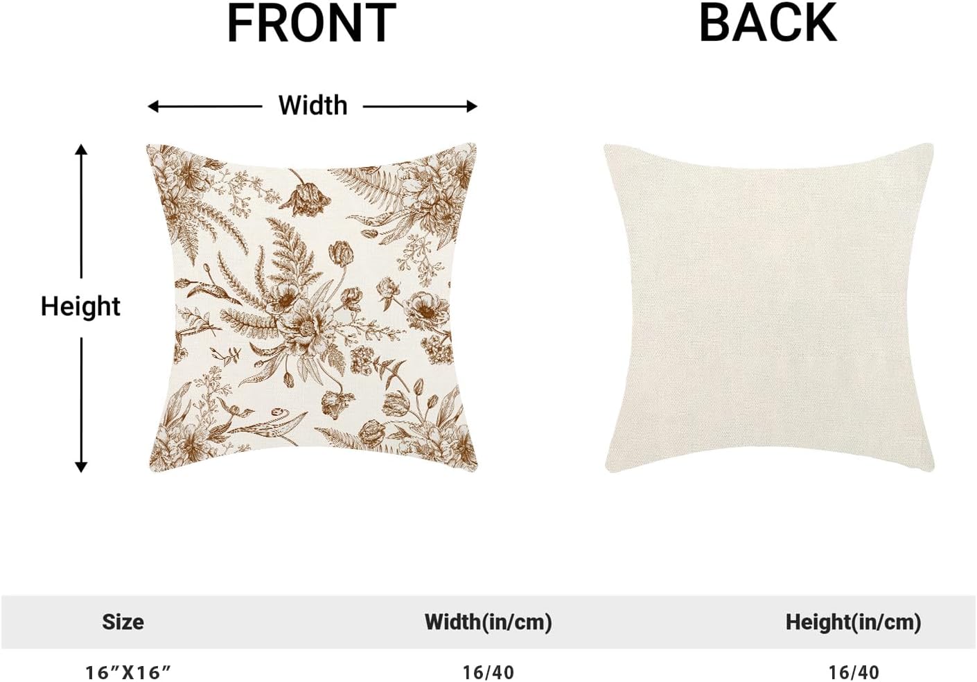 CXMEIFLY Spring Floral Leaves Pillow Covers 16 x 16 Inch Set of 2 for Chinoiserie Flowers Decor