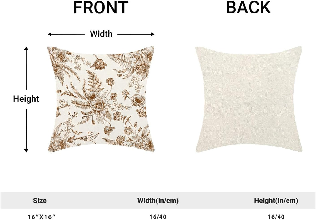 CXMEIFLY Spring Floral Leaves Pillow Covers 16 x 16 Inch Set of 2 for Chinoiserie Flowers Decor