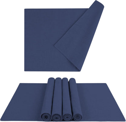 MANSPHIL Navy Blue Cloth Placemats Set of 6, Double Layer Faux Linen Place Mats Heat Resistant