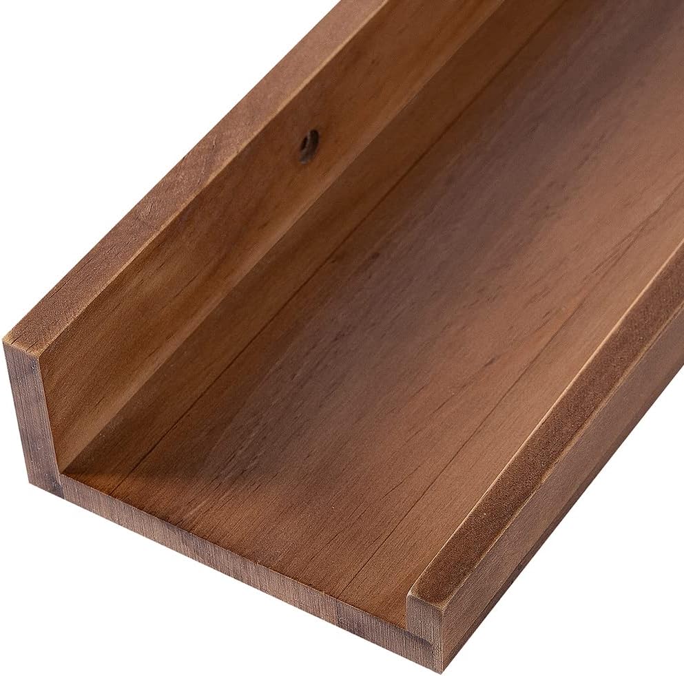 AZSKY 48 Inch Long Floating Shelves Wall Mounted Light Walnut Narrow Photo Picture Ledge Shelves
