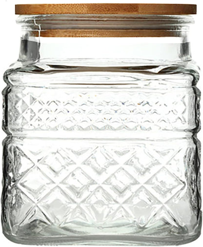 Glass Storage Jar, 38 FL OZ Glass Food Storage Canisters with Bamboo Lid, Kitchen Containers