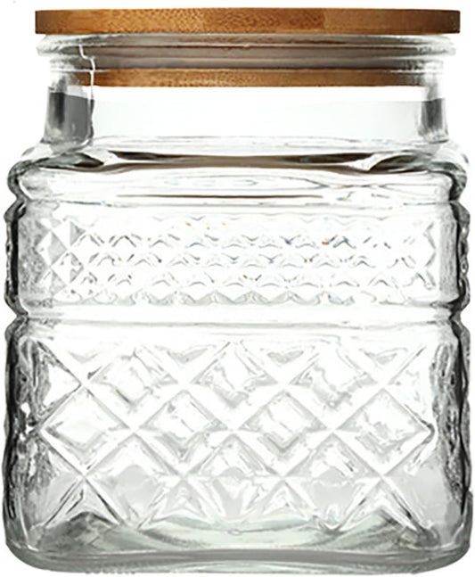 Glass Storage Jar, 38 FL OZ Glass Food Storage Canisters with Bamboo Lid, Kitchen Containers