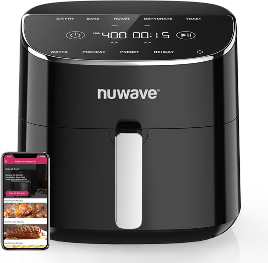 Nuwave Brio Plus Air Fryer 8 Qt, New & Improved, PFAS-FREE, 7 Digital One-Touch Cook Functions that