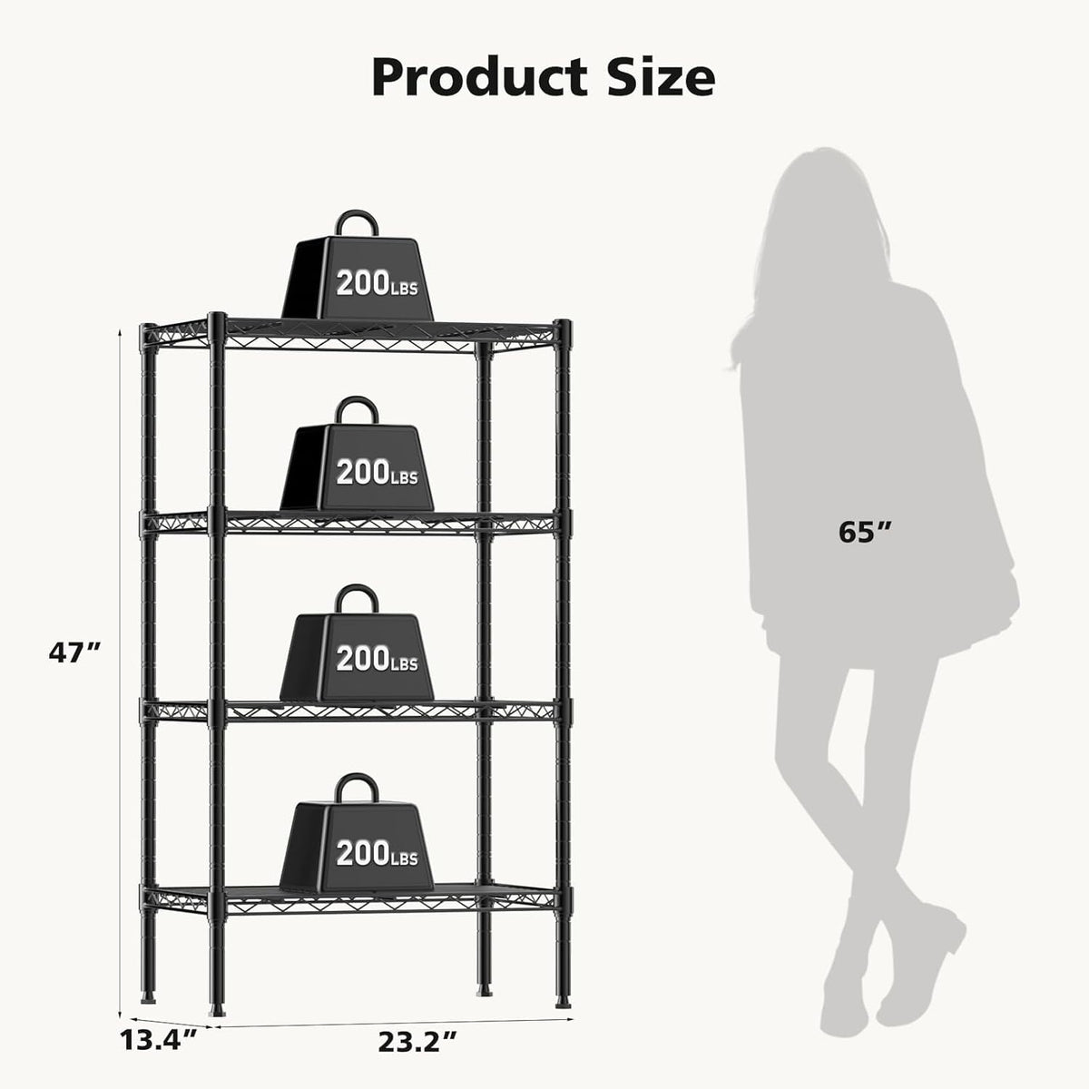 HealSmart 4-Tier Metal Wire Storage Shelves, Adjustable Standing Storage Rack Shelf, Heavy Duty