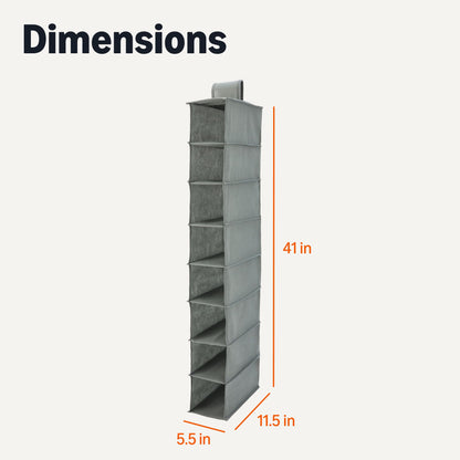Amazon Basics 8-Tier Hanging Closet Shelf Shoe Organizer, Space Saving Storage, Foldable, 11.5 x 41