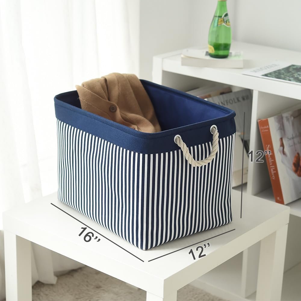 TcaFmac Organization and Storage Basket for Shelves - Large 2 Pack 16x12x12 inch Fabric Storage