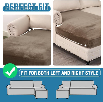 H.VERSAILTEX Velvet Stretch Individual Chaise Cover Sectional Couch Covers for L Shaped Sofa Both