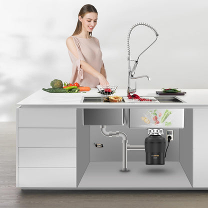 Garbage Disposal 1/2 HP Easy install Quiet with Stopper Power Cord, Kitchen sink Food Waste
