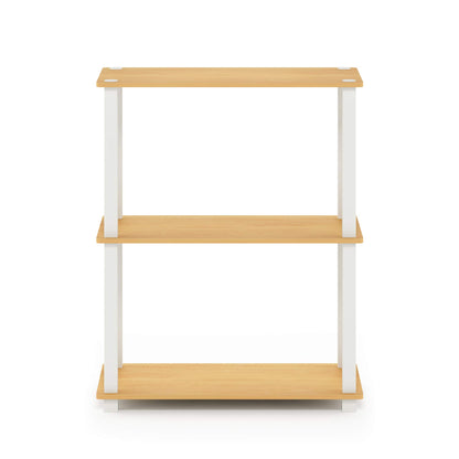 Furinno TURN-S-TUBE Storage Shelves, 3-Tier Book Shelf, Corner Shelf, Toolless Open Shelves, for