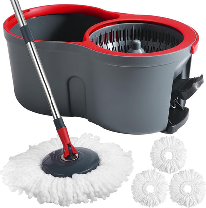 360° Spin Mop and Bucket Set Cleaning System,Mop and Bucket with Wringer Set for Home,Wet Dust Mop