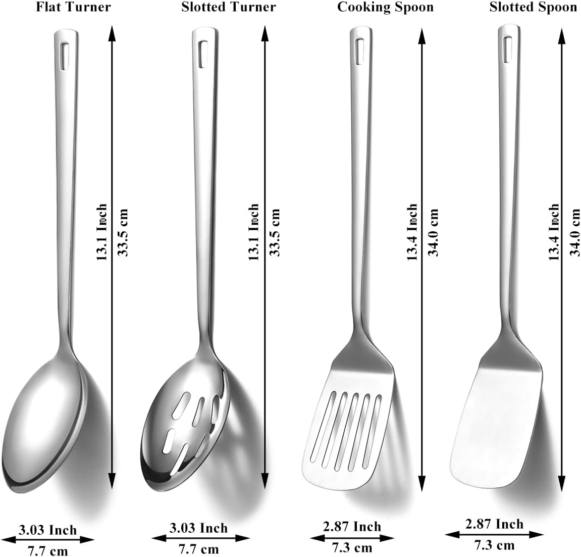 Homquen Stainless Steel Kitchen Utensils Set 4pcs, Cooking Utensils Set, Kitchen Tools Spatulas