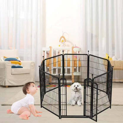 Garden Fencing 36 inch High, 8 Panels Total 17.7 Ft(L) Tall Garden Fence for Dogs, Wide Door Low