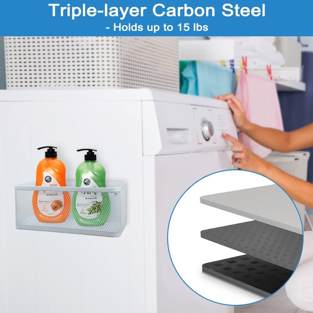 Picowe Magnetic Laundry Organizer, Large Magnet Basket for Laundry Room,16.5lb Capacity Magnetic