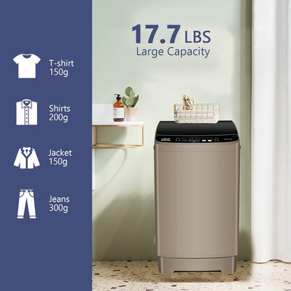 Full Automatic Washing Machine with LED Display, 17.7 lbs Portable Washer Drain Pump, 10 Programs &
