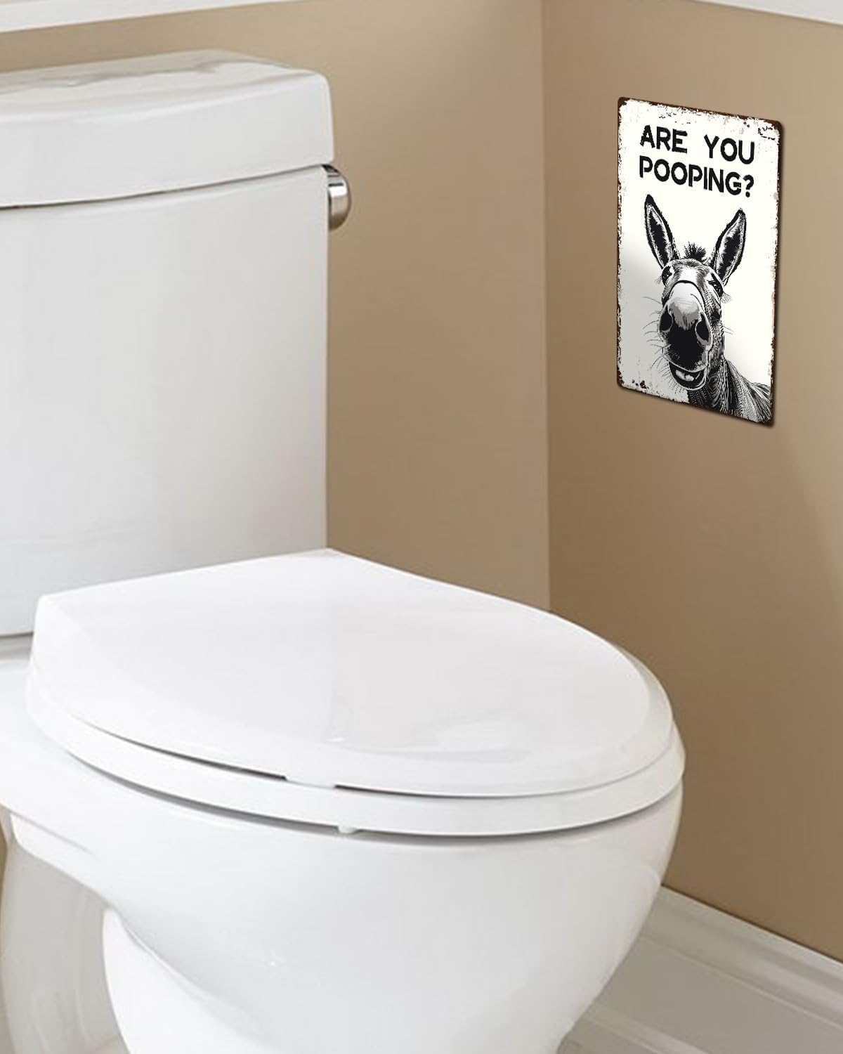 ALKB Funny Donkey Are You Pooping Metal Signs Vintage Farmhouse Bathroom Wall Decor Donkey Lovers