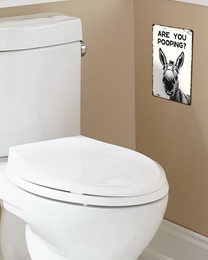 ALKB Funny Donkey Are You Pooping Metal Signs Vintage Farmhouse Bathroom Wall Decor Donkey Lovers
