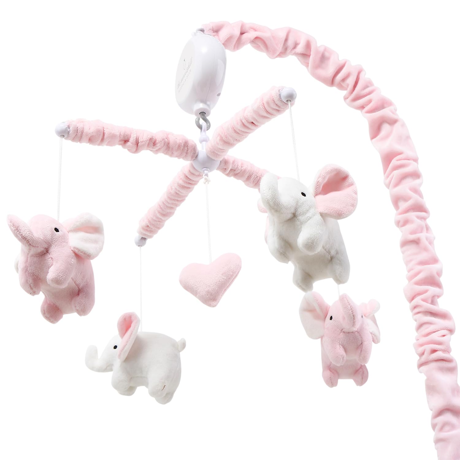 The Peanutshell Crib Mobile for Girls - Soft Pink Musical Baby Crib Mobile with 12 Lullabies, Cute