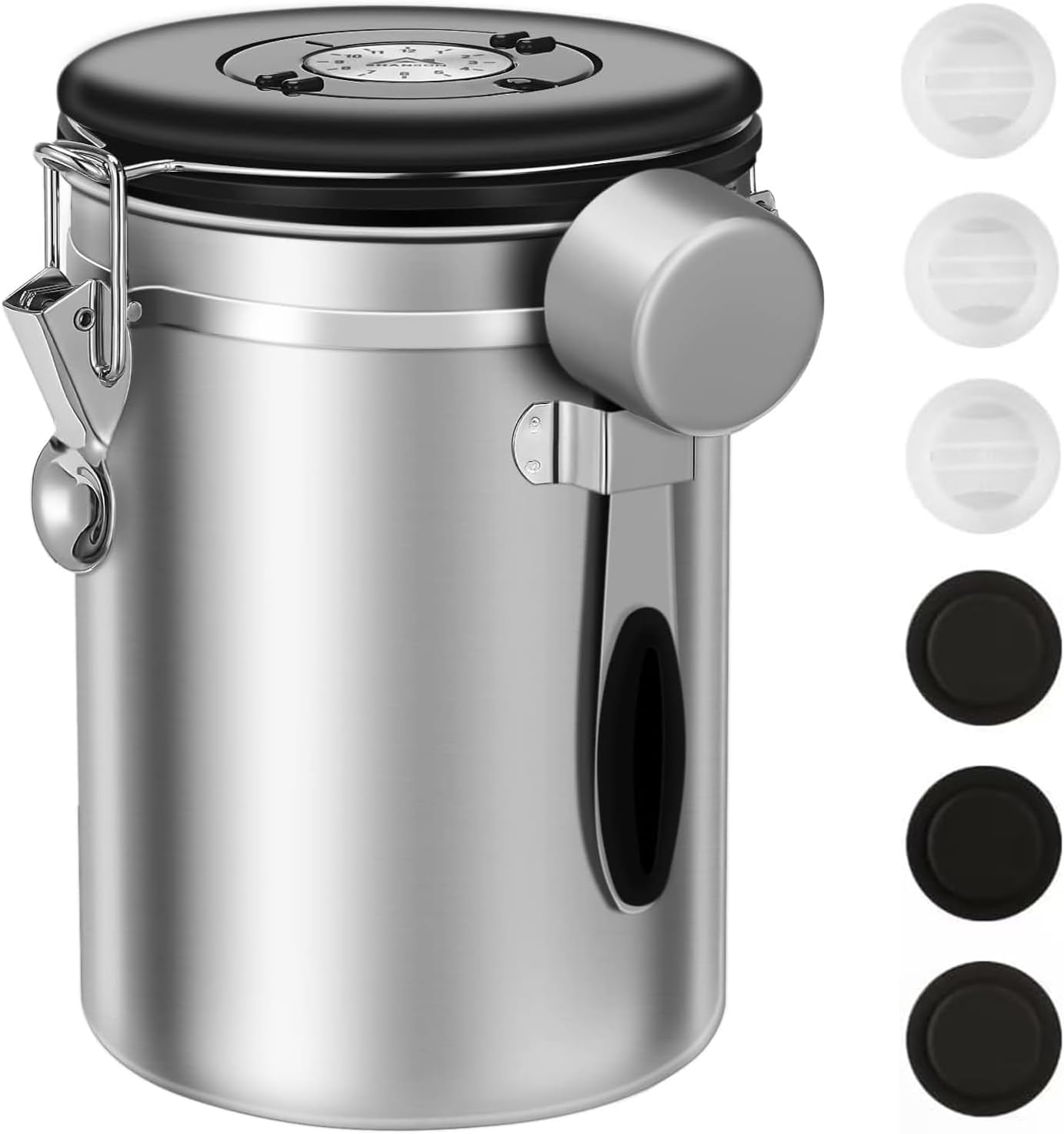 ShanSon Coffee Canister Airtight Stainless Steel Kitchen Food Storage Container with Date Tracker